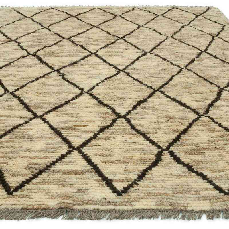 Beige New Moroccan Style Hand-Knotted Tulu Rug - 7' 9" x 10' 9" (93" x 129") - K0047144