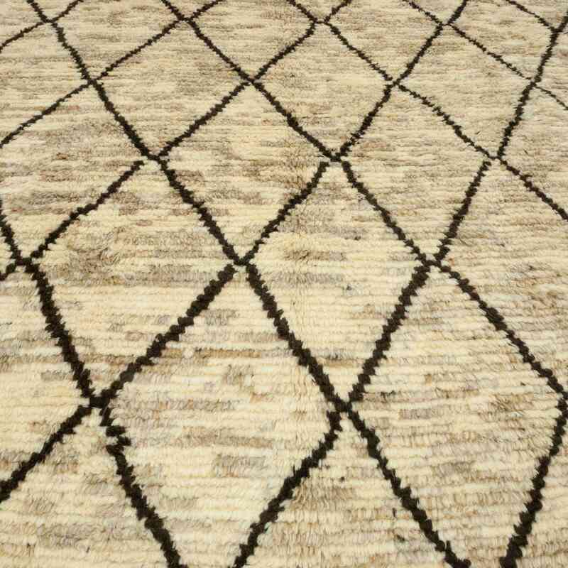 Beige New Moroccan Style Hand-Knotted Tulu Rug - 7' 9" x 10' 9" (93" x 129") - K0047144