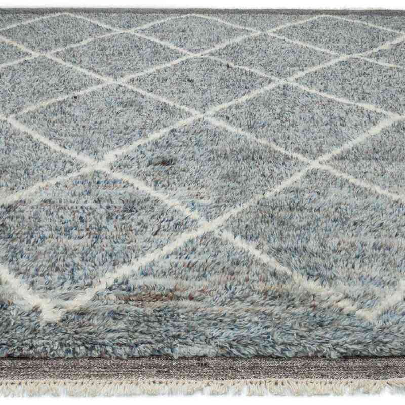Açık Mavi Yeni Fas Stili El Dokuma Tulu - 288 cm x 338 cm - K0047145