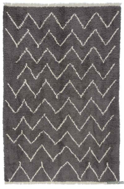 Grey Moroccan Style Hand-Knotted Tulu Rug - 6' 2" x 9' 3" (74 in. x 111 in.)
