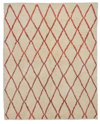 Bej, Kırmızı Yeni Fas Stili El Dokuma Tulu - 143 cm x 179 cm