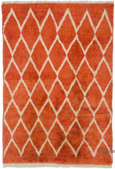 Orange Moroccan Style Hand-Knotted Tulu Rug - 7'  x 10' 2" (84 in. x 122 in.)