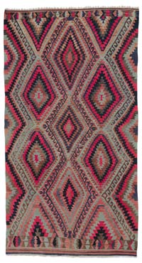 Multicolor Vintage Afyon Kilim Rug - 6' 6" x 12'  (78" x 144")