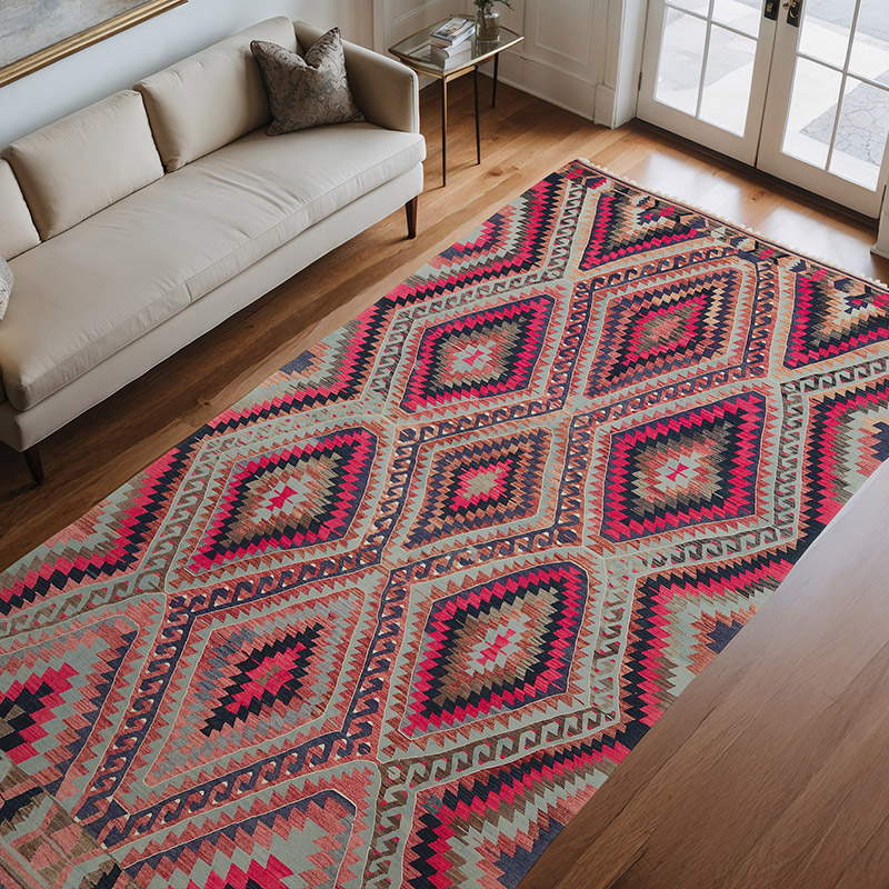 Multicolor Alfombra Vintage Afyon Kilim - 198 cm x 367 cm - K0047805