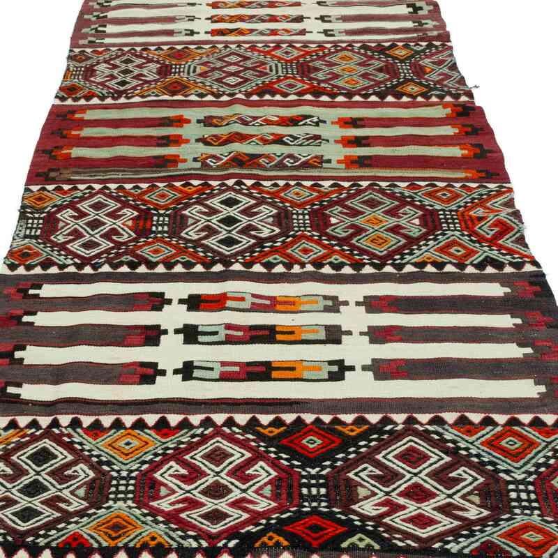 Çok Renkli Vintage Malatya Kilim Yolluk - 102 cm x 455 cm - K0047818