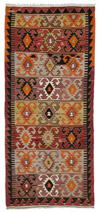 Multicolor Alfombra Vintage Konya Kilim - 158 cm x 351 cm