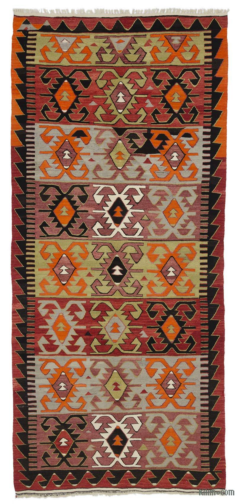 Multicolor Vintage Konya Kilim Rug - 5' 2" x 11' 6" (62" x 138") - K0047825
