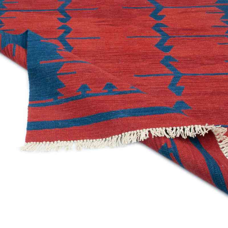 Kırmızı, Lacivert Yeni Kök Boya El Dokuma Kilim - 123 cm x 184 cm - K0047831