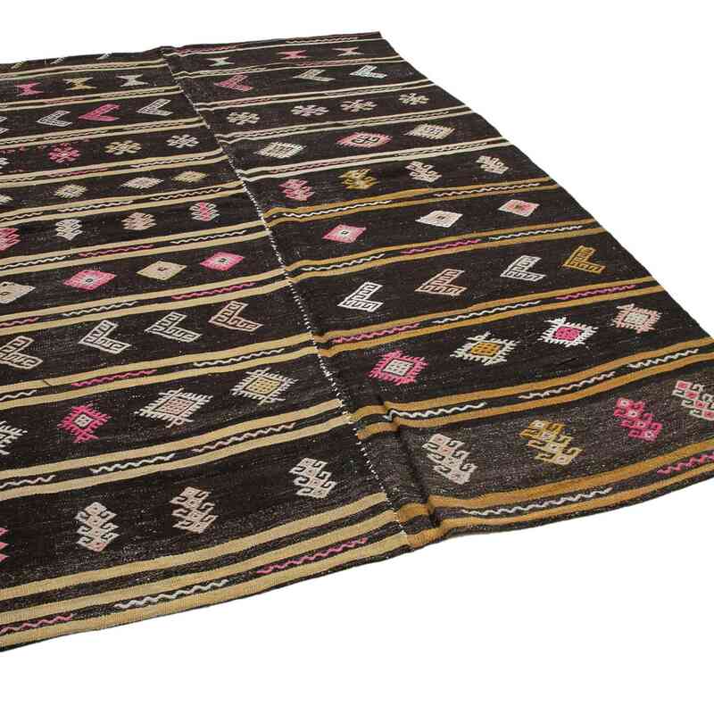 Brown Vintage Anatolian Kilim Rug - 6' 4" x 9' 2" (76 in. x 110 in.) - K0047958