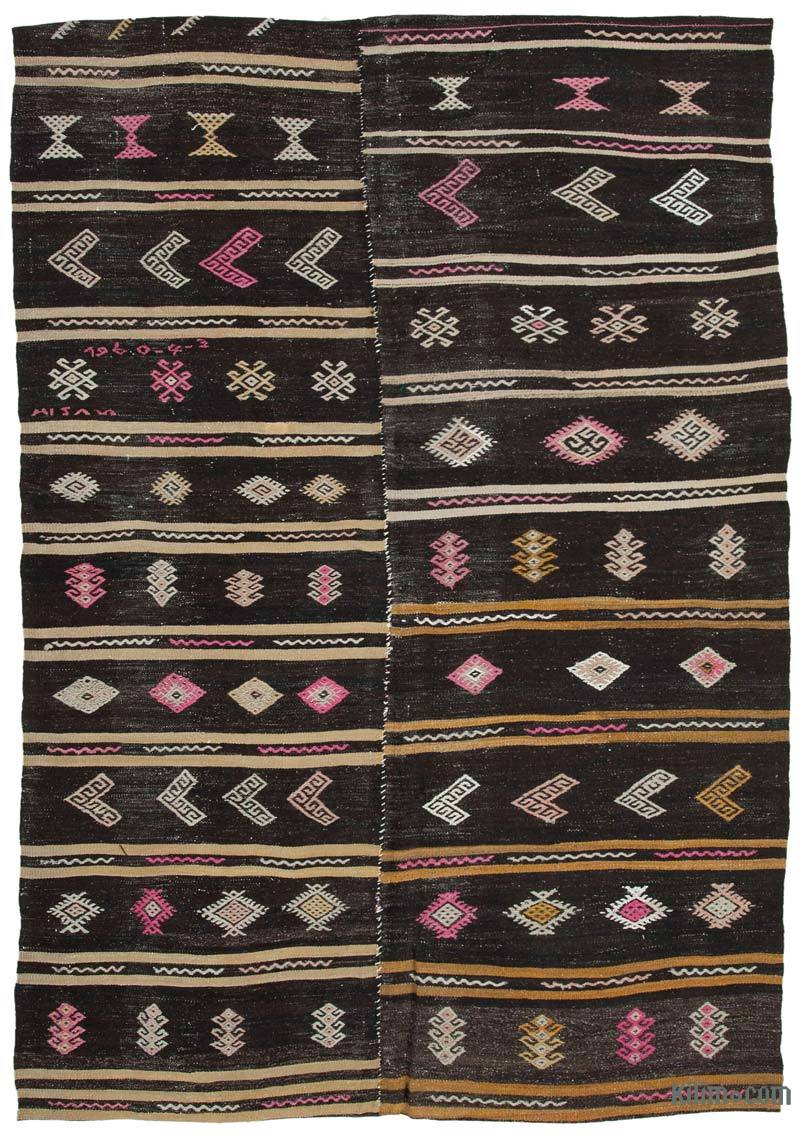 Brown Vintage Anatolian Kilim Rug - 6' 4" x 9' 2" (76 in. x 110 in.) - K0047958