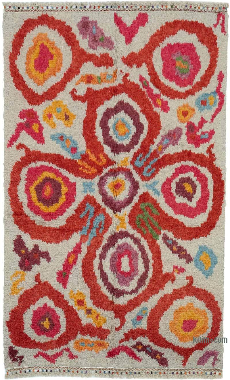 Multicolor Moroccan Style Hand-Knotted Tulu Rug - 4' 10" x 7' 11" (58 in. x 95 in.) - K0048054