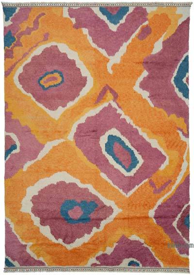 多色摩洛哥风格手工打结的Tulu地毯-9'1“ x 13'（109英寸x 156英寸）