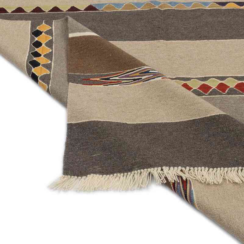 Brown New Turkish Kilim Rug - 5' 10" x 8' 2" (70" x 98") - K0048251