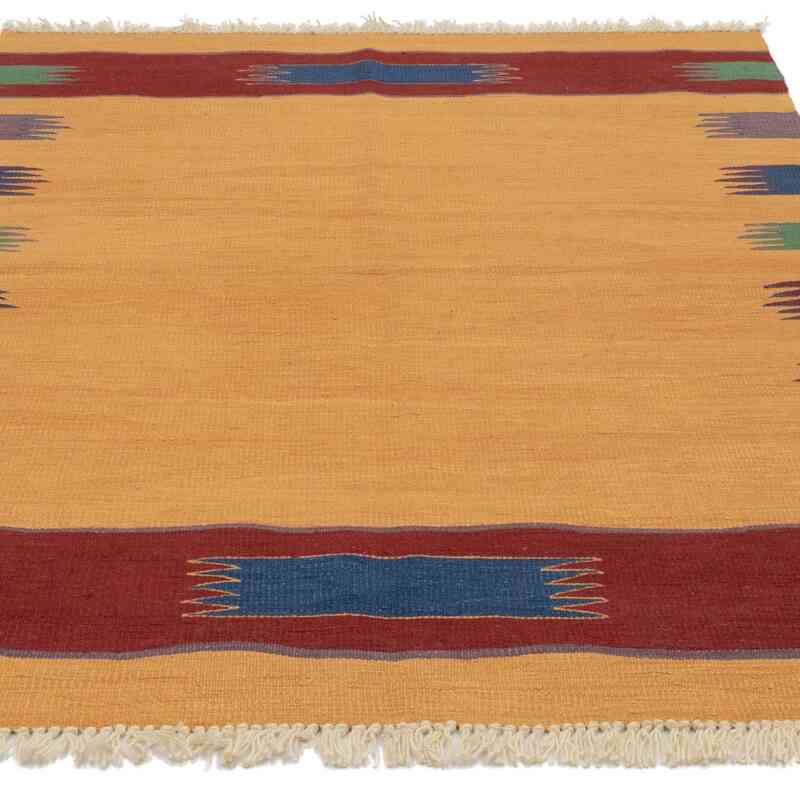 Sarı Yeni Kök Boya El Dokuma Kilim - 126 cm x 183 cm - K0048255