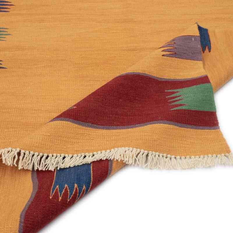 Sarı Yeni Kök Boya El Dokuma Kilim - 126 cm x 183 cm - K0048255