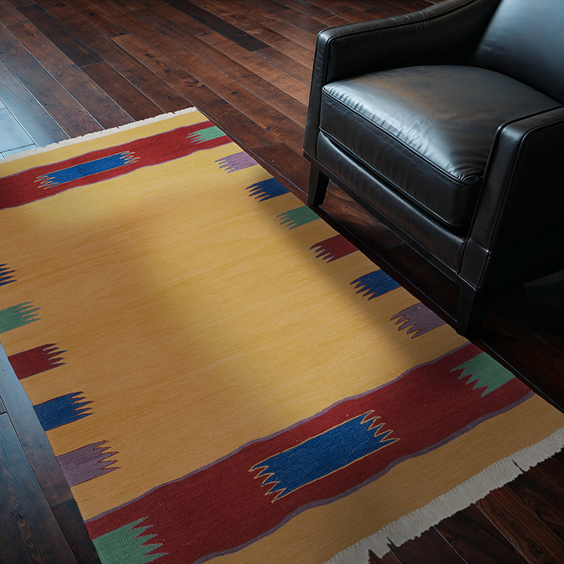 Amarillo Nueva Alfombra Turca Kilim - 126 cm x 183 cm - K0048255