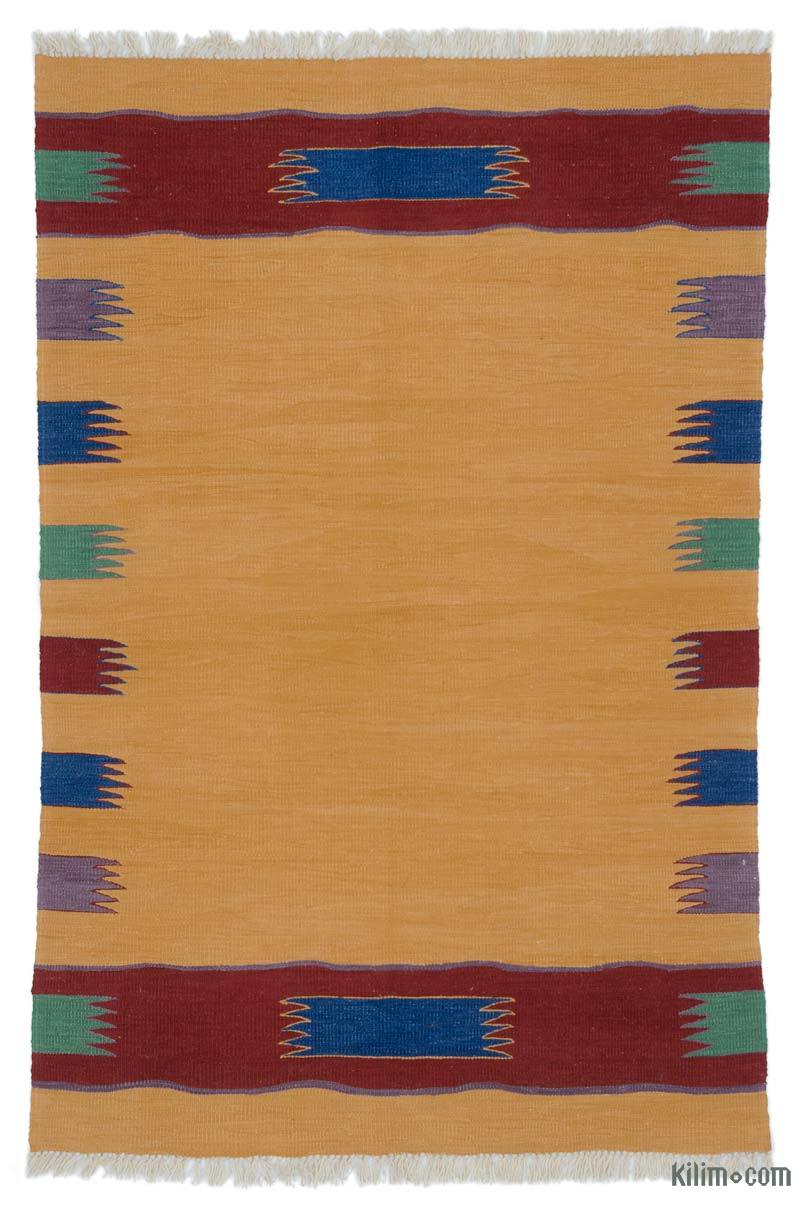 Sarı Yeni Kök Boya El Dokuma Kilim - 126 cm x 183 cm - K0048255