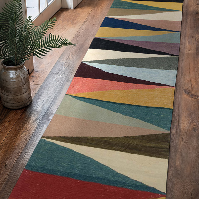 Multicolor New Turkish Kilim Runner - K0048256