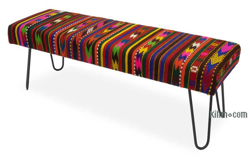 Kilim Bench with Hairpin Legs - K0048258