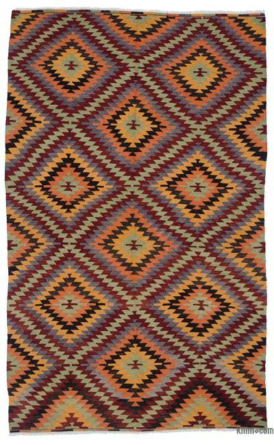 多色复古安塔利亚Kilim地毯- 5' 5