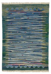 Azul Oscuro, Verde Nueva Alfombra Turca Kilim