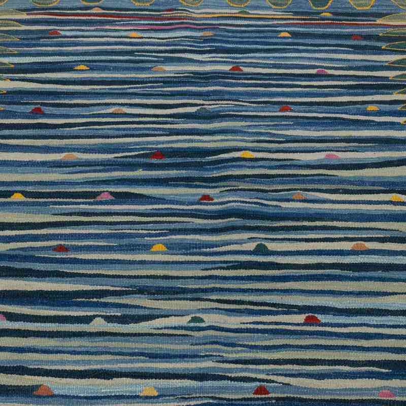 Lacivert, Yeşil Yeni El Dokuma Kilim - K0048502