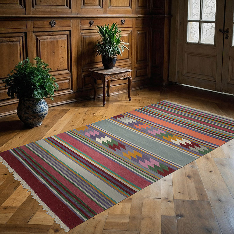 Multicolor New Handwoven Turkish Kilim Rug - 4' 1" x 7' 5" (49" x 89") - K0048503