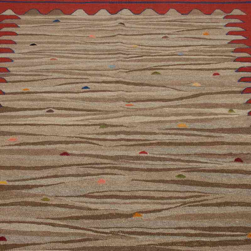 Bej, Kırmızı Yeni Kök Boya El Dokuma Kilim - 120 cm x 180 cm - K0048509