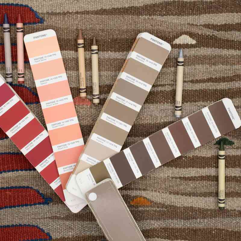 Bej, Kırmızı Yeni Kök Boya El Dokuma Kilim - 120 cm x 180 cm - K0048509