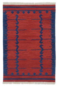 Red, Blue New Handwoven Turkish Kilim Rug - 3' 3" x 4' 9" (39" x 57")