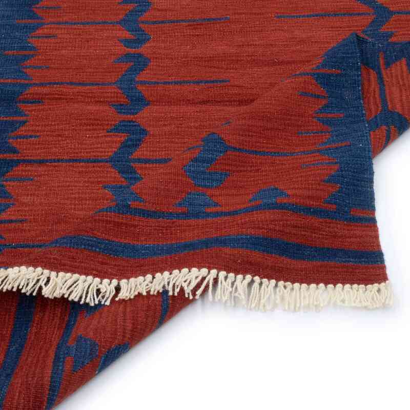 Kırmızı, Lacivert Yeni Kök Boya El Dokuma Kilim - 100 cm x 146 cm - K0048510