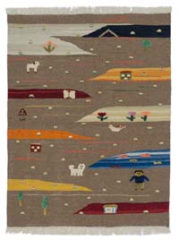 Multicolor New Handwoven Turkish Kilim Rug - 3' 7" x 4' 8" (43" x 56")