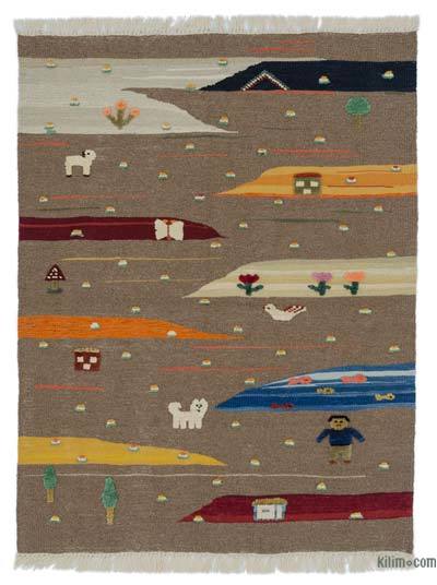 Multicolor New Handwoven Turkish Kilim Rug - 3' 7" x 4' 8" (43 in. x 56 in.)