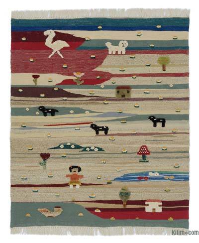 Multicolor New Handwoven Turkish Kilim Rug - 3' 7" x 4' 2" (43 in. x 50 in.)