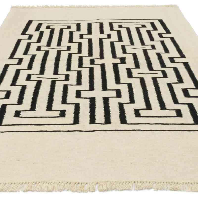 Bej, Siyah Yeni El Dokuma Kilim - K0048515