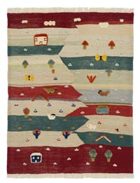 Multicolor New Handwoven Turkish Kilim Rug - 4' 2" x 5' 3" (50" x 63")