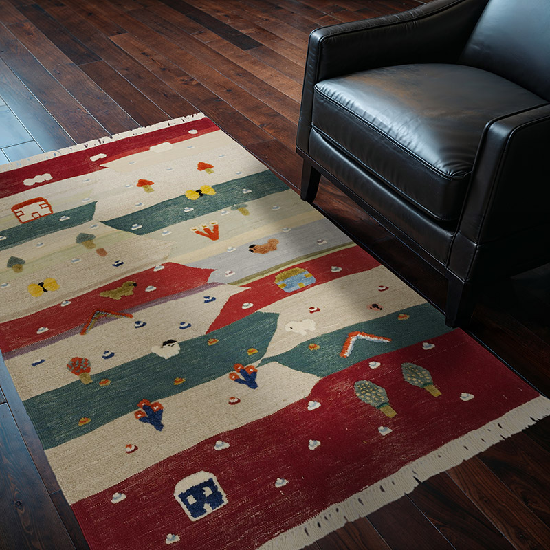 Çok Renkli Yeni Kök Boya El Dokuma Kilim - 126 cm x 161 cm - K0048516