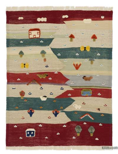 Multicolor New Handwoven Turkish Kilim Rug - 4' 2" x 5' 3" (50 in. x 63 in.)