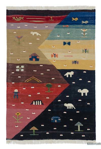 Multicolor New Handwoven Turkish Kilim Rug - 3' 8" x 5' 5" (44 in. x 65 in.)