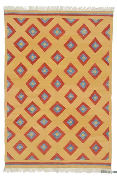 Sarı Yeni Kök Boya El Dokuma Kilim