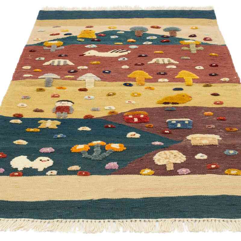Çok Renkli Yeni Kök Boya El Dokuma Kilim - 97 cm x 160 cm - K0048522