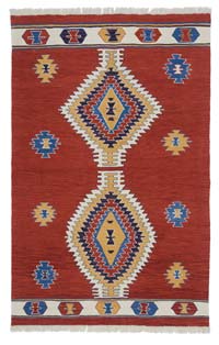Rojo Nueva Alfombra Turca Kilim - 122 cm x 190 cm