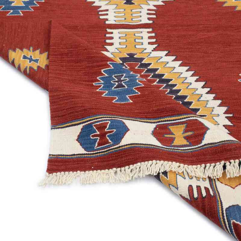 Red New Handwoven Turkish Kilim Rug - 4'  x 6' 3" (48" x 75") - K0048523