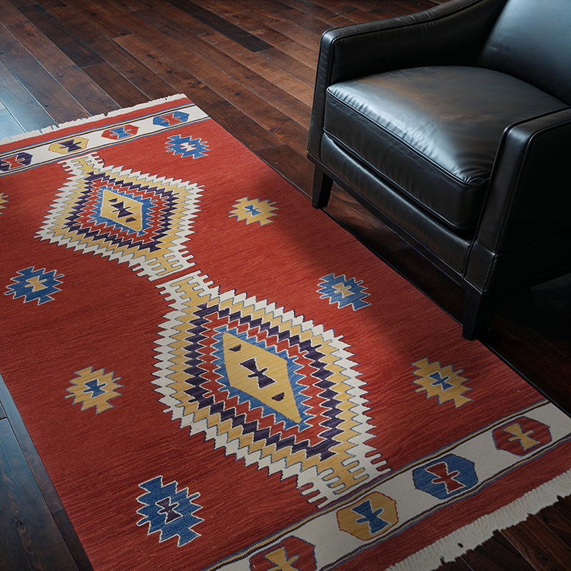 Red New Handwoven Turkish Kilim Rug - 4'  x 6' 3" (48" x 75") - K0048523