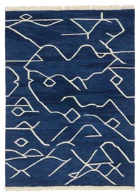 Blue New Handwoven Turkish Kilim Rug - 4' 2" x 5' 8" (50" x 68")