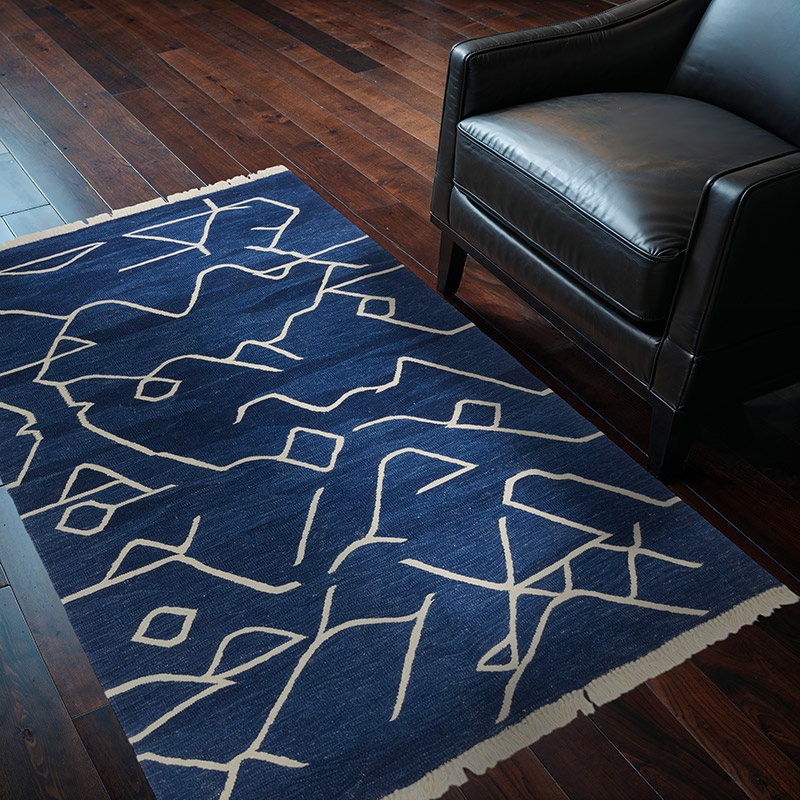 Lacivert Yeni Kök Boya El Dokuma Kilim - 127 cm x 173 cm - K0048525