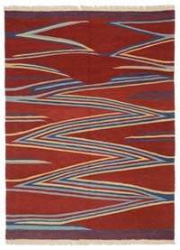 Red New Handwoven Turkish Kilim Rug - 5' 1" x 6' 11" (61" x 83")