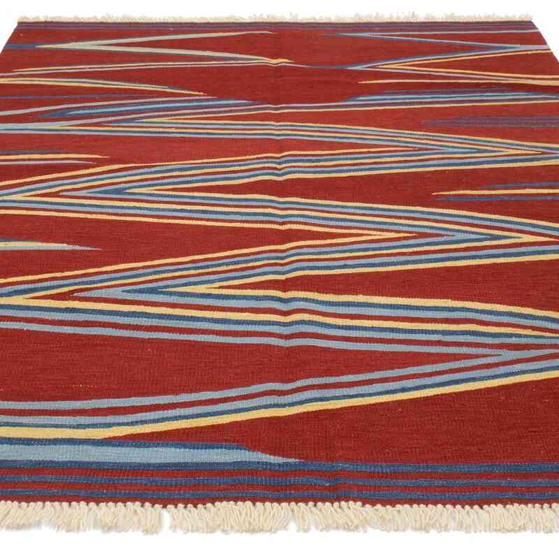 Rojo Nueva Alfombra Turca Kilim - 156 cm x 210 cm - K0048527