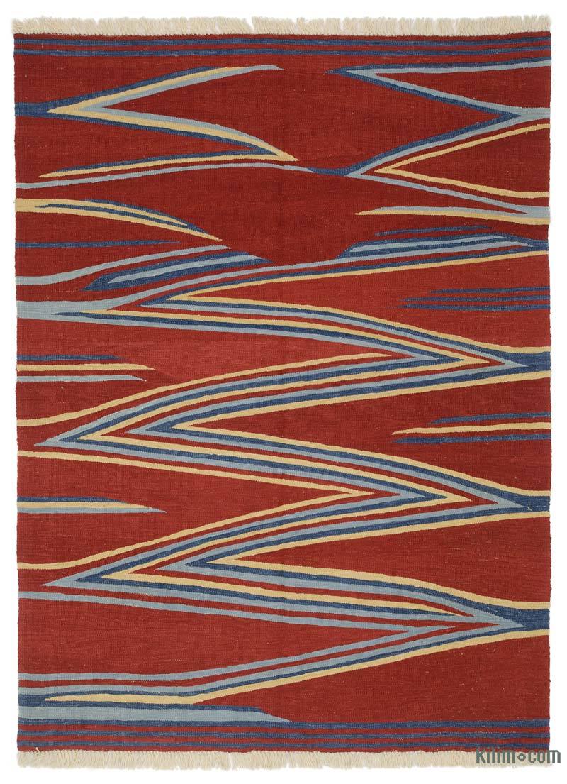 Rojo Nueva Alfombra Turca Kilim - 156 cm x 210 cm - K0048527