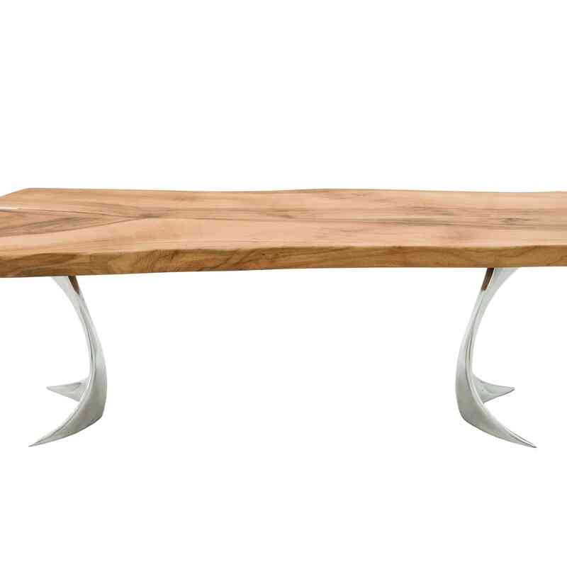 Solid Walnut Coffee Table with Cast Aluminium Legs - K0048536